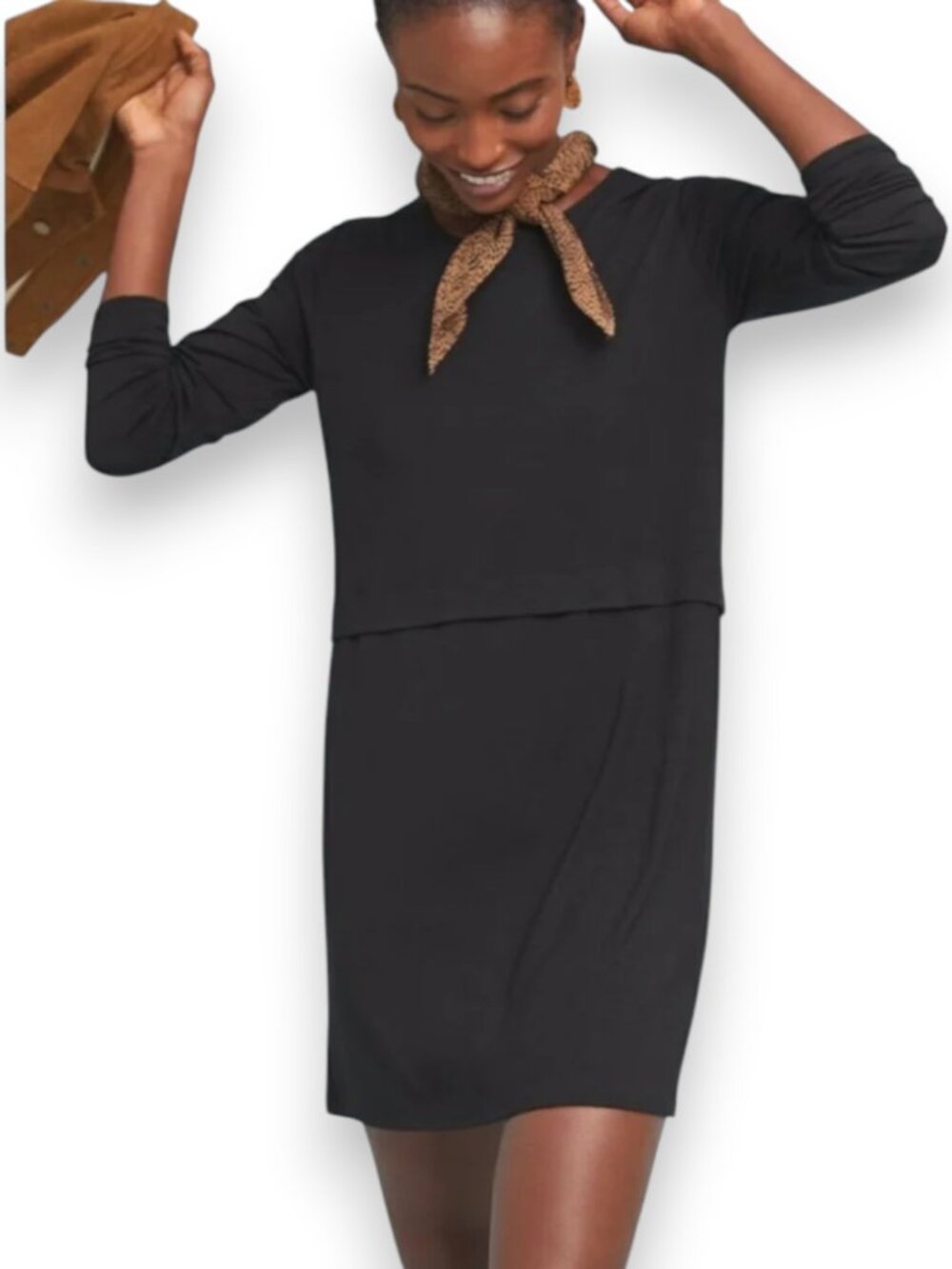 NWT Dolan Left Coast Michaela Knit Tunic Dress Black Casual Stretch Large